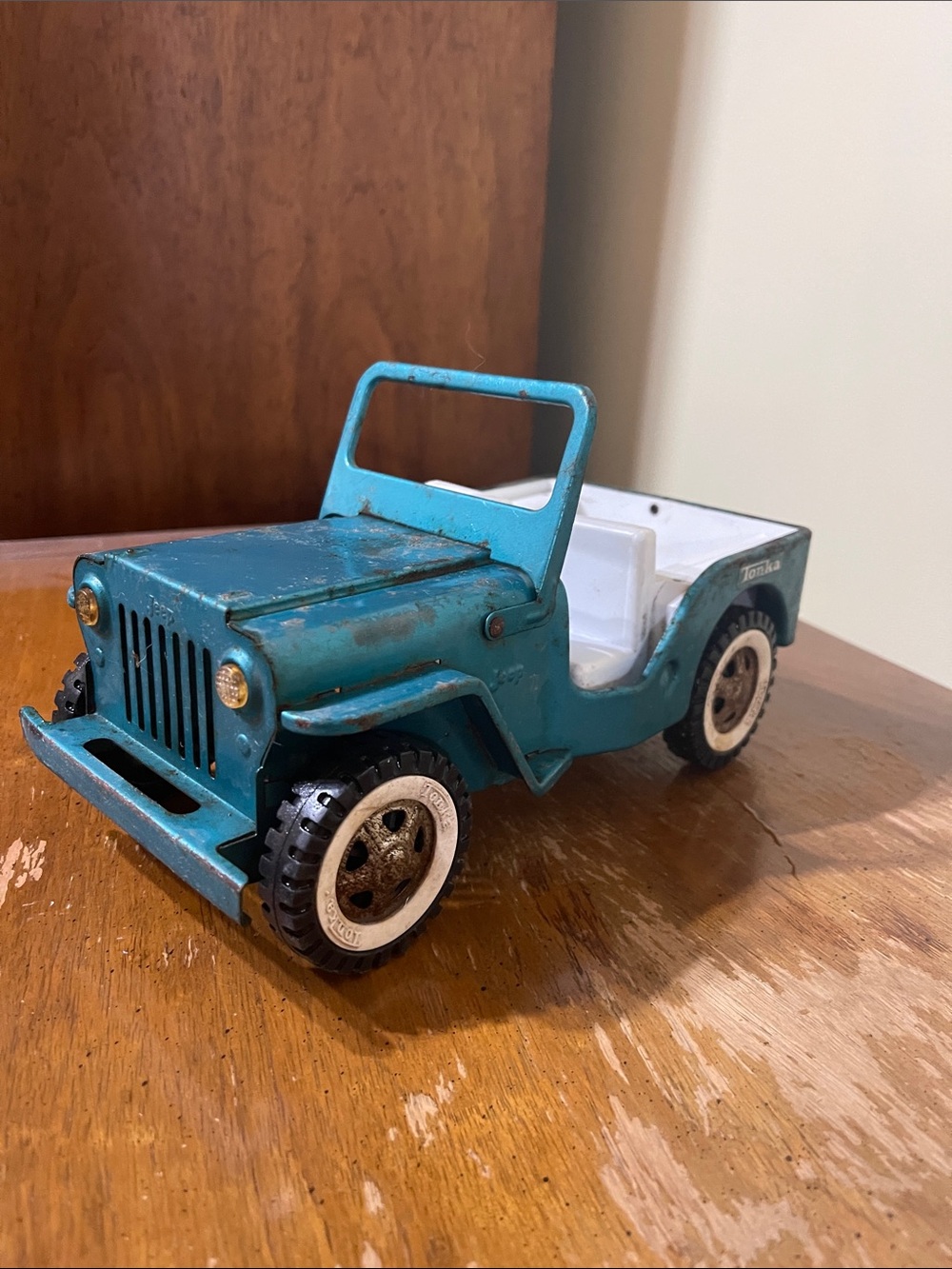 Vintage Original Tonka Blue Jeep 1960s Pressed Steel Foldable  Windshield 🛻